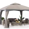 Gazebo Parts Direct 11' X 11' Gazebos Patio Garden Gazebo With Mosquito Netting, Double Soft-top (Light Gr