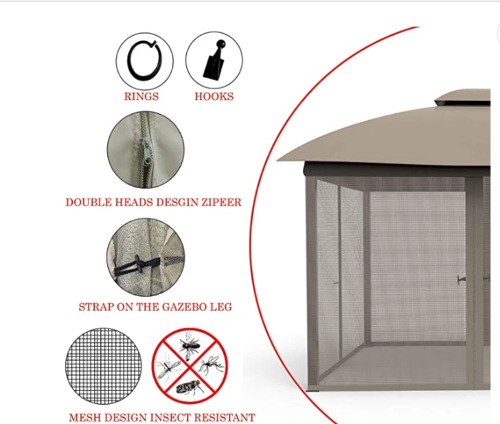 Gazebo Parts Direct GAZEBO REPLACEMENT MOSQUITO NETTING 12X12 FOR OUTDOOR GAZEBO BEIGE 3 Gazebo Parts Direct GAZEBO REPLACEMENT MOSQUITO NETTING 12X12 FOR OUTDOOR GAZEBO BEIGE - Image 3