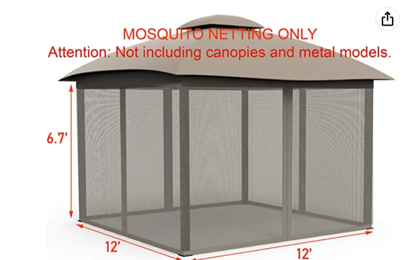 Gazebo Parts Direct GAZEBO REPLACEMENT MOSQUITO NETTING 12X12 FOR OUTDOOR GAZEBO BEIGE 2 Gazebo Parts Direct GAZEBO REPLACEMENT MOSQUITO NETTING 12X12 FOR OUTDOOR GAZEBO BEIGE - Image 2