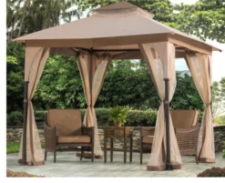 Gazebo Parts Direct Khaki Replacement Mosquito Netting For Bardine Gazebo (9X9 Ft) L-GZ375PST Sold At Rona/Target