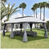 Gazebo Parts Direct Patio 13'x20' Gazebo For Patio Double Vent Canopy With Netting And Curtains For Deck Backyard Garden Lawns