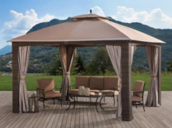 Gazebo Parts Direct Replacement Mosquito Netting Set For Augusta Wicker Gazebo (10X12 Ft) L-GZ1190PST Sold At Big Lots