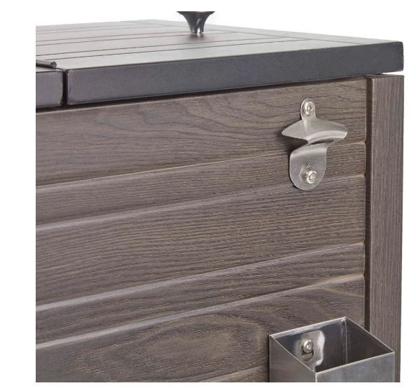 Gazebo Parts Direct Wood Look 60-Quart Outdoor Rolling Cooler 2 Gazebo Parts Direct Wood Look 60-Quart Outdoor Rolling Cooler - Image 2