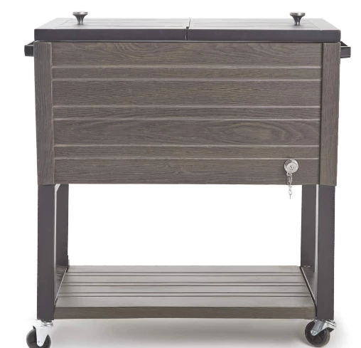 Gazebo Parts Direct Wood Look 60-Quart Outdoor Rolling Cooler 4 Gazebo Parts Direct Wood Look 60-Quart Outdoor Rolling Cooler - Image 4