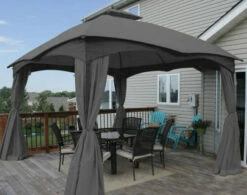Gazebo Parts Direct Lowes Allen And Roth 10 X 12 Gazebo GRAY Universal Privacy Curtains GF-12S004B-1 Sale