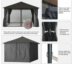 Gazebo Parts Direct 10x12 Hardtop Patio Gazebo With Curtains And Netting -Deals Gazebo Parts Direct Store HARDTOP2