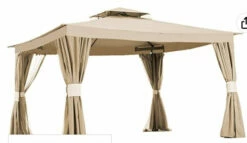 Gazebo Parts Direct Replacement Canopy Top Cover For Living Home 10 X 12 Gazebo - Riplock 350 - Beige