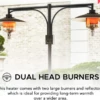 Gazebo Parts Direct AmberCove Outdoor Patio 64,000 BTU Black Steel Propane Gas Dual Heater With Table Top For Commercial & Residential Use
