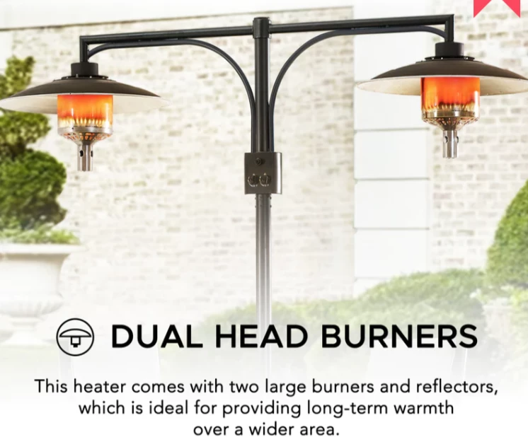 Gazebo Parts Direct AmberCove Outdoor Patio 64,000 BTU Black Steel Propane Gas Dual Heater With Table Top For Commercial & Residential Use 1 Gazebo Parts Direct AmberCove Outdoor Patio 64,000 BTU Black Steel Propane Gas Dual Heater With Table Top For Commercial & Residential Use