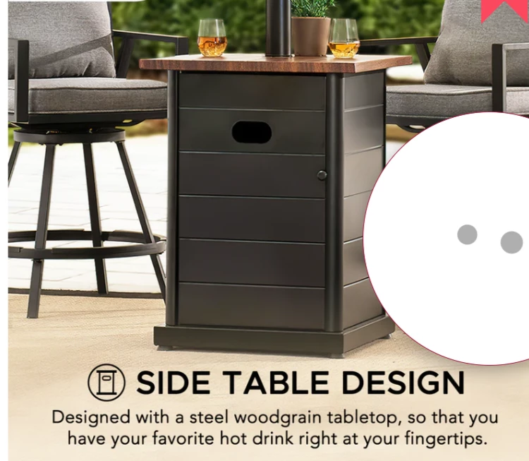 Gazebo Parts Direct AmberCove Outdoor Patio 64,000 BTU Black Steel Propane Gas Dual Heater With Table Top For Commercial & Residential Use 6 Gazebo Parts Direct AmberCove Outdoor Patio 64,000 BTU Black Steel Propane Gas Dual Heater With Table Top For Commercial & Residential Use - Image 6