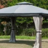 Gazebo Parts Direct Light Gray & Black Replacement Canopy For Domed Gazebo (10 Ft. X 12 Ft. ) L-GZ401PST-C1 Sold At Big Lots
