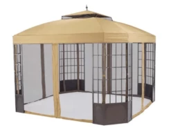 Gazebo Parts Direct Sunjoy Ginger Snap+Golden+Black Replacement Canopy (Deluxe Version) For Bay Window Gazebo (12X12 Ft) L-GZ120PST-2 Sold At Sears US