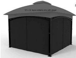Gazebo Parts Direct Gazebo Universal Replacement Privacy Curtain 4-Panels Sidewall With Zipper (ONLY CURTIAN) (10' X 12', Black)
