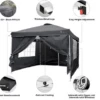 Gazebo Parts Direct Canopy 10'x10' Pop Up Commercial Instant Gazebo Tent, Fully Waterproof, Outdoor Party Canopies With 4 Removable Zippered Sidewalls, Stakes X8, Ropes X4 (Black, 10x10FT)