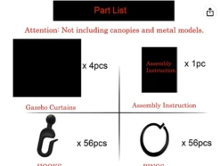 Gazebo Parts Direct Gazebo Universal Replacement Privacy Curtain 4-Panels Sidewall With Zipper (ONLY CURTIAN) (10' X 12', Black) -Deals Gazebo Parts Direct Store blackrings