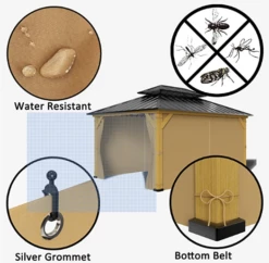 Gazebo Parts Direct 12-ft X 14-ft Wood Or Metal Gazebo Curtains, Privacy Sidewall Set 4-Panel Universal Replacement Shade Curtains Set, Protecting Side Walls (Only Curtain)-Khaki -Deals Gazebo Parts Direct Store curtain12x16f f21cce98 0be9 4463 8b4b 5bcc1a5027e4