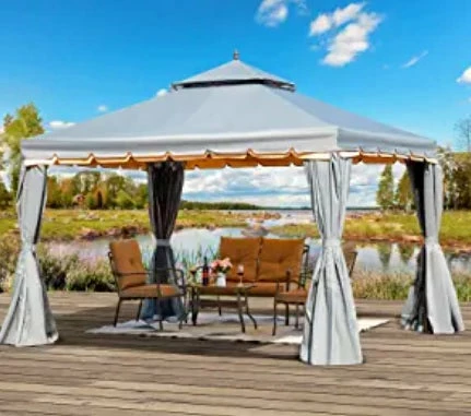 Gazebo Parts Direct 10' X 12' Outdoor Canopy Gazebo, Double Roof Patio Gazebo Steel Frame With Netting And Shade Curtains For Garden, Patio, Party Canopy, Grey 1 Gazebo Parts Direct 10' X 12' Outdoor Canopy Gazebo, Double Roof Patio Gazebo Steel Frame With Netting And Shade Curtains For Garden, Patio, Party Canopy, Grey