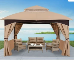Gazebo Parts Direct 8'x8' Outdoor Gazebo, Double Roof Patio Gazebo With Shade Curtains, Beige -Deals Gazebo Parts Direct Store gazebo8x8 8fb7810c 03e3 4b57 a264 8fe6d0e7bd7b
