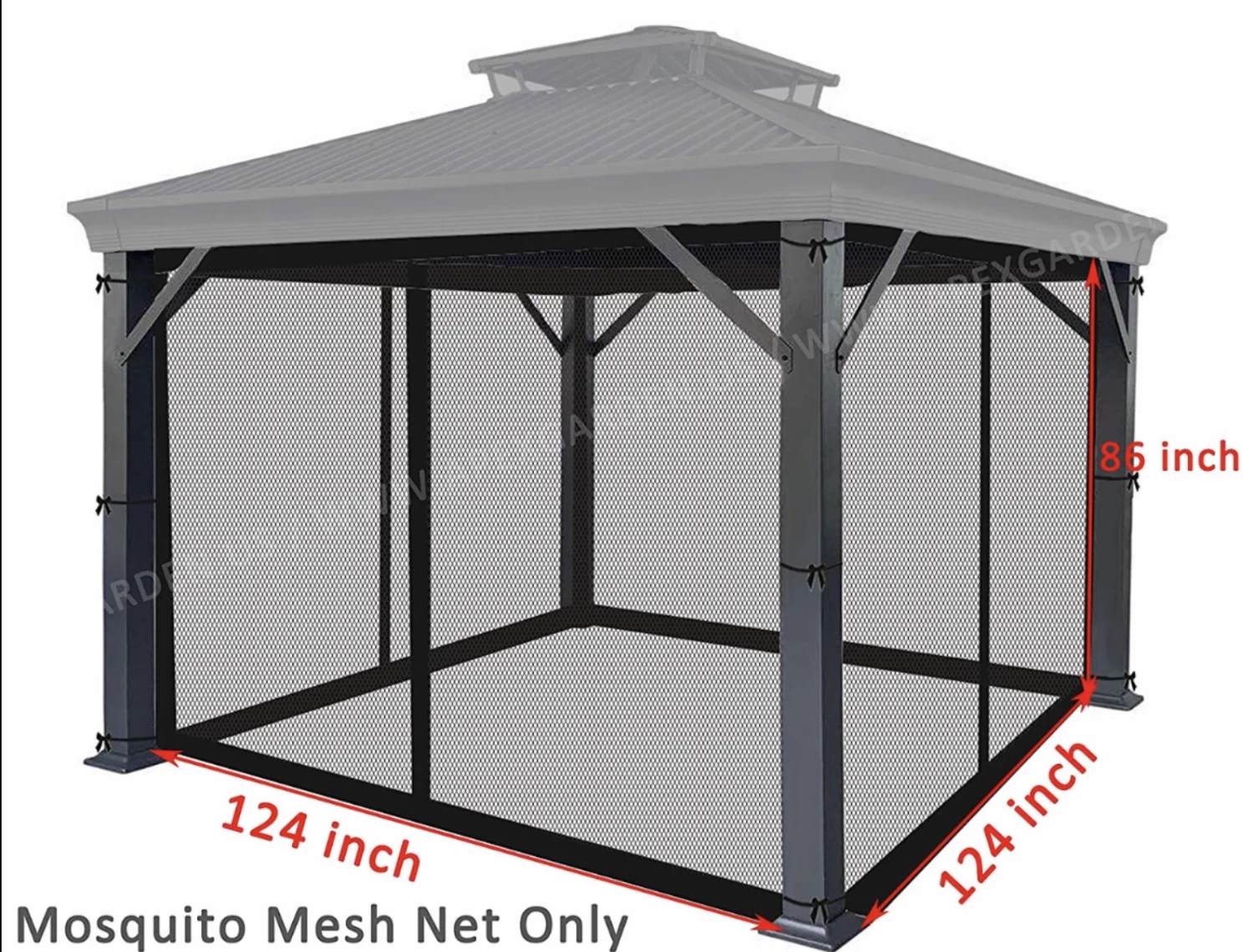 Gazebo Parts Direct UNIVERSAL 10 X 10 GAZEBO MOSQUITO REPLACEMENT SCREEN BLACK 1 Gazebo Parts Direct UNIVERSAL 10 X 10 GAZEBO MOSQUITO REPLACEMENT SCREEN BLACK