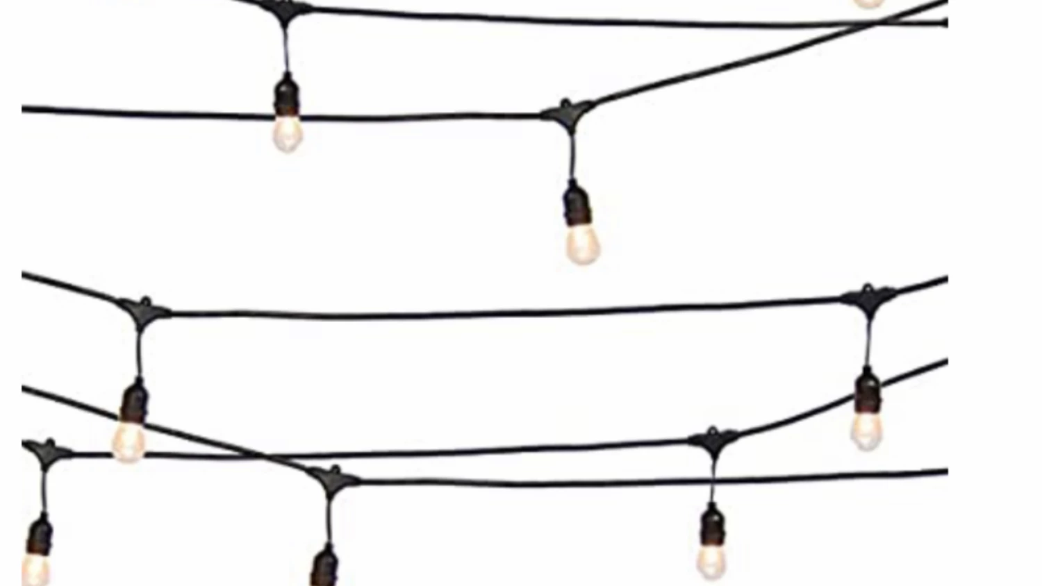 Gazebo Parts Direct Outdoor Commercial Grade 24-Foot Weatherproof Hanging Patio String Lights W/Energy Efficient Design, Black 2 Gazebo Parts Direct Outdoor Commercial Grade 24-Foot Weatherproof Hanging Patio String Lights W/Energy Efficient Design, Black - Image 2