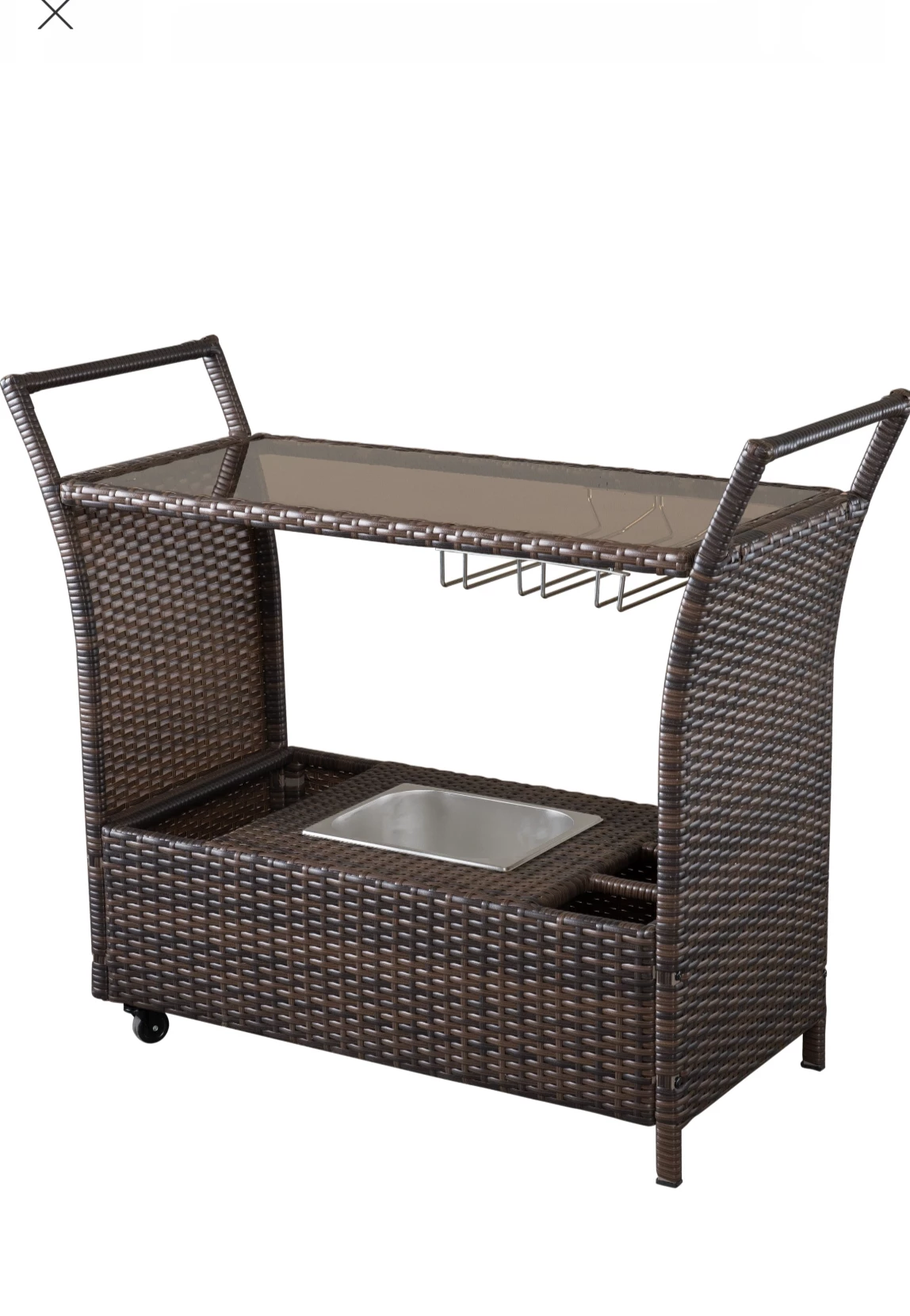 Gazebo Parts Direct Caribbean Outdoor Wicker Bar Cart With Cooler Wine Glass Holder And Glass Top 3 Gazebo Parts Direct Caribbean Outdoor Wicker Bar Cart With Cooler Wine Glass Holder And Glass Top - Image 3