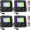 Gazebo Parts Direct GPD LED Flood Lights With Remote Control, 4 Pack 15W IP66 Waterproof Dimmable Led Landscape Lighting, 16 Colors 4 Modes Indoor Outdoor Wall Washer Spot Light Stage Light
