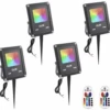 Gazebo Parts Direct GLW GPD Landscape Lights 10W Color Changing Flood Light With Remote Control IP65 Waterproof 16 Colors Changing 4 Mode 12V Outdoor Spotlight And More [4 Pack]