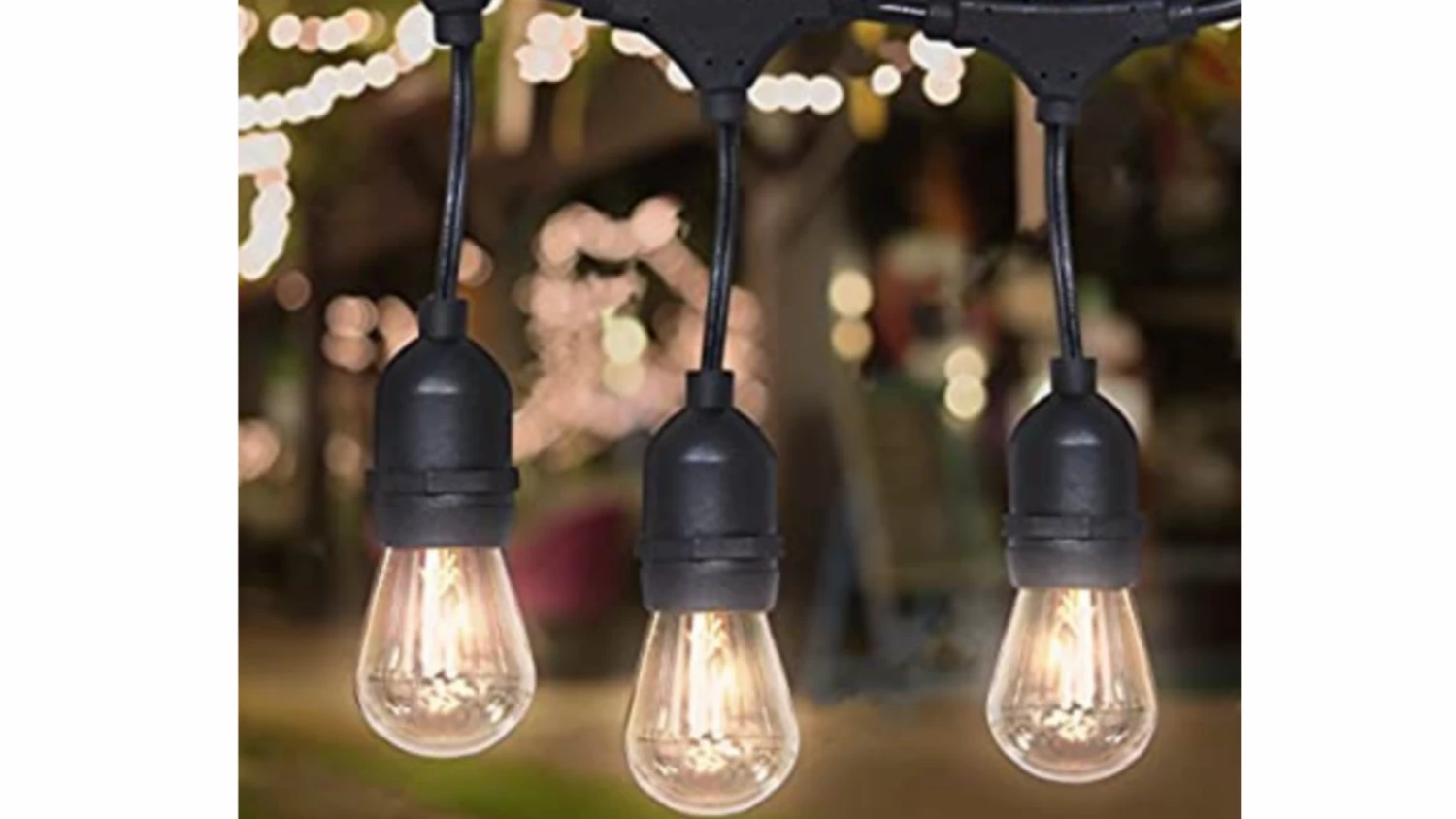 Gazebo Parts Direct Outdoor Commercial Grade 24-Foot Weatherproof Hanging Patio String Lights W/Energy Efficient Design, Black 3 Gazebo Parts Direct Outdoor Commercial Grade 24-Foot Weatherproof Hanging Patio String Lights W/Energy Efficient Design, Black - Image 3