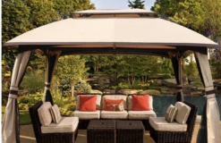 Gazebo Parts Direct 10x13 Beige Gazebo Fully Enclosed Weather UV-Resistant W/Mosquito Netting-Beige