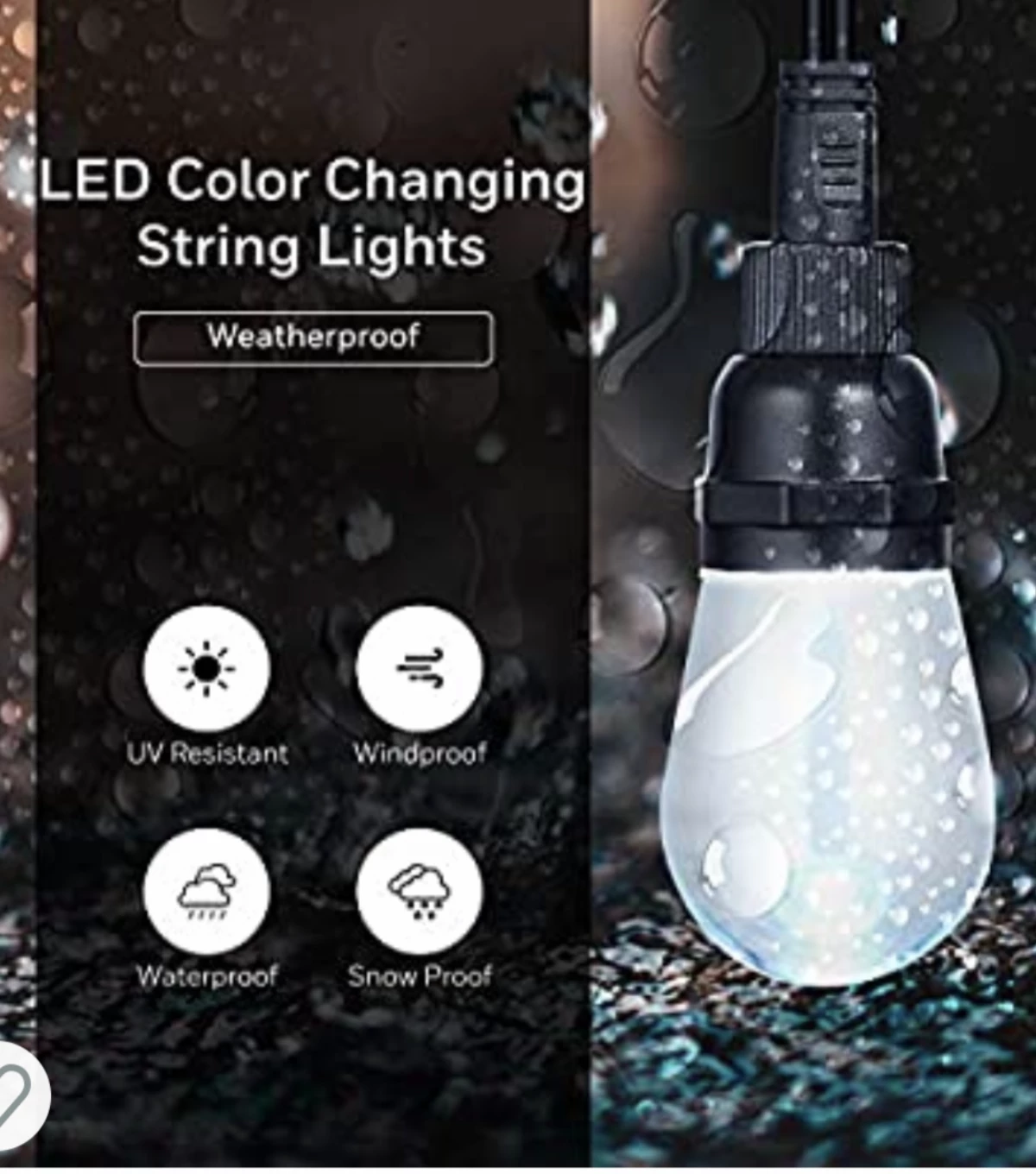 Gazebo Parts Direct Waterproof LED 24ft Indoor Outdoor Commercial Grade Patio Lights Create Cafe Ambience In Your Home 2 Gazebo Parts Direct Waterproof LED 24ft Indoor Outdoor Commercial Grade Patio Lights Create Cafe Ambience In Your Home - Image 2