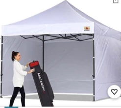 Gazebo Parts Direct Canopy 10x10 Pop Up Canopies Commercial Tents Market Stall With 6 Removable Sidewalls And Roller Bag Bonus 4 Weight Bags And 10ft Screen Netting And Half Wall, White