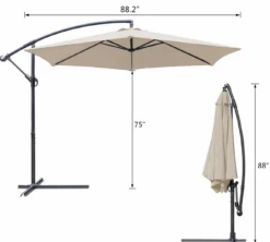 Gazebo Parts Direct Offset Umbrella 10FT Cantilever Patio Hanging Umbrella Outdoor Market Umbrella With Crank And Cross Base (Beige) -Deals Gazebo Parts Direct Store image 68ef1b2e c64b 4a60 92da a5f96284bc92