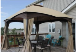 Gazebo Parts Direct Lowes Allen And Roth 10 X 12 GF12S004B & GF12S004B1 Gazebo Refresh Bundle Canopy,Bug Screen,Curtain All In One Package