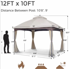 Gazebo Parts Direct 10x12 Outdoor Gazebo For Patios Canopy For Shade And Rain With Mosquito Netting, Waterproof Soft Top Metal Frame Gazebo -Deals Gazebo Parts Direct Store image 9beb448c ddb1 43ab be69 7830bb03eb3b