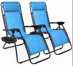 Gazebo Parts Direct Copy Of Set Of Two Adjustable Zero Gravity Lounge Chair Recliners For Patio, Pool W/Cup Holders -