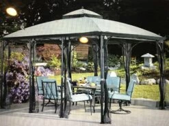 Gazebo Parts Direct Original Replacement Canopy For Somerset Gazebo (10X12 Ft) L-GZ212PCO-B Sold At BigLots, Dark Grey