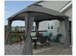 Gazebo Parts Direct LOWES GREY TPGAZ2303B 10 X 12 GAZEBO REFRESH BUNDLE CANOPY,BUG SCREEN,CURTAIN ALL IN ONE