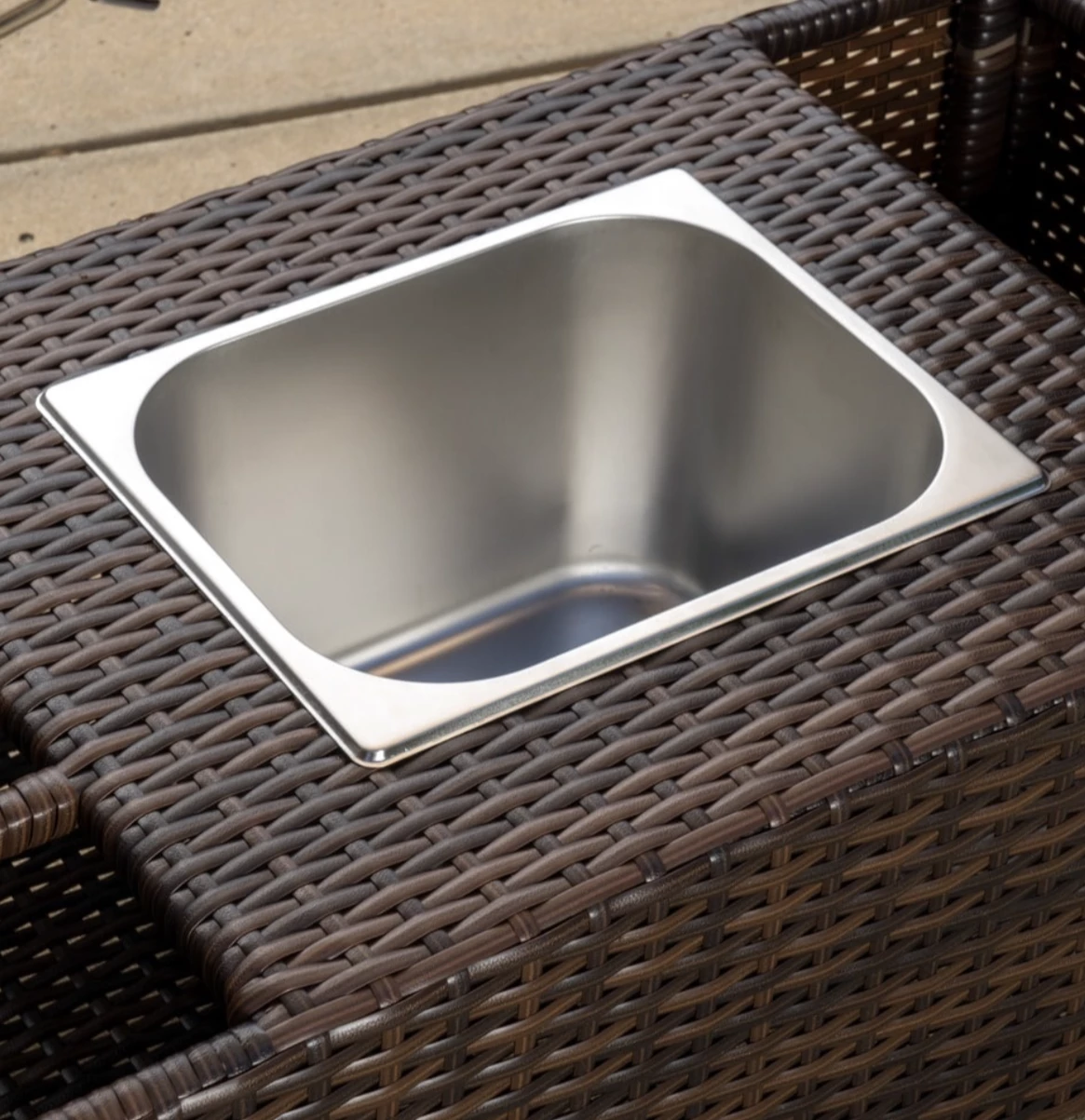 Gazebo Parts Direct Caribbean Outdoor Wicker Bar Cart With Cooler Wine Glass Holder And Glass Top 6 Gazebo Parts Direct Caribbean Outdoor Wicker Bar Cart With Cooler Wine Glass Holder And Glass Top - Image 6