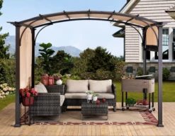 Gazebo Parts Direct Beige Replacement Canopy For Domed Top Retractable Shade Pergola (9.5x11.5 Ft)