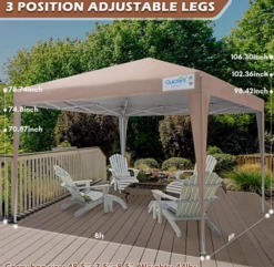 Gazebo Parts Direct Privacy 8x8 Ez Pop Up Canopy Tent Enclosed Instant Canopy Shelter Portable With Sidewalls And Mesh Windows Waterproof (Tan) -Deals Gazebo Parts Direct Store pop4