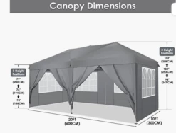 Gazebo Parts Direct Instant Canopy 10x20ft Pop Up Canopy Tent With 6 Sidewalls, Fully Waterproof Canopy Tent With Heavy Duty Steel Frame, Blue -Deals Gazebo Parts Direct Store popup5