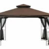 Gazebo Parts Direct 10' X 12' Regency Softop Gazebo For Outdoor Patio With Mosquito Netting (Dark Brown)