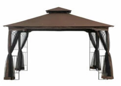 Gazebo Parts Direct 10' X 12' Regency Softop Gazebo For Outdoor Patio With Mosquito Netting (Dark Brown)