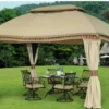 Gazebo Parts Direct Sunjoy Beige+Stripe Replacement Mosquito Netting For Domed Gazebo (10x13 FT) L-GZ822PCO Sold At Sam's