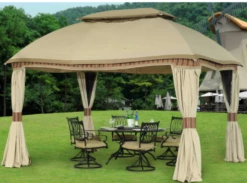 Gazebo Parts Direct Sunjoy Beige+Stripe Replacement Mosquito Netting For Domed Gazebo (10x13 FT) L-GZ822PCO Sold At Sam's