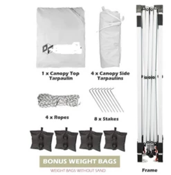 Gazebo Parts Direct Canopy 10'x10' Pop Up Commercial Instant Gazebo Tent, Fully Waterproof, Outdoor Party Canopies With 4 Removable Zippered Sidewalls, Stakes X8, Ropes X4 (Black, 10x10FT) -Deals Gazebo Parts Direct Store whitegazebo2