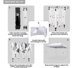 Gazebo Parts Direct Canopy 10'x10' Pop Up Commercial Instant Gazebo Tent, Fully Waterproof, Outdoor Party Canopies With 4 Removable Zippered Sidewalls, Stakes X8, Ropes X4 (Black, 10x10FT) -Deals Gazebo Parts Direct Store whitegazebo4