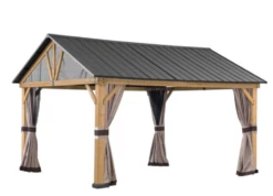 Gazebo Parts Direct Replacement Universal Curtains And Mosquito Netting For 12 Ft. ×14 Ft. Wood Framed Gazebo